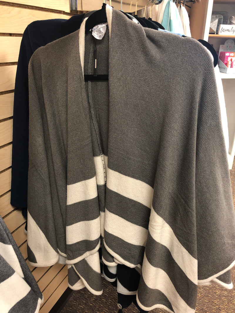Taupe and Ivory Border Stripe Cape