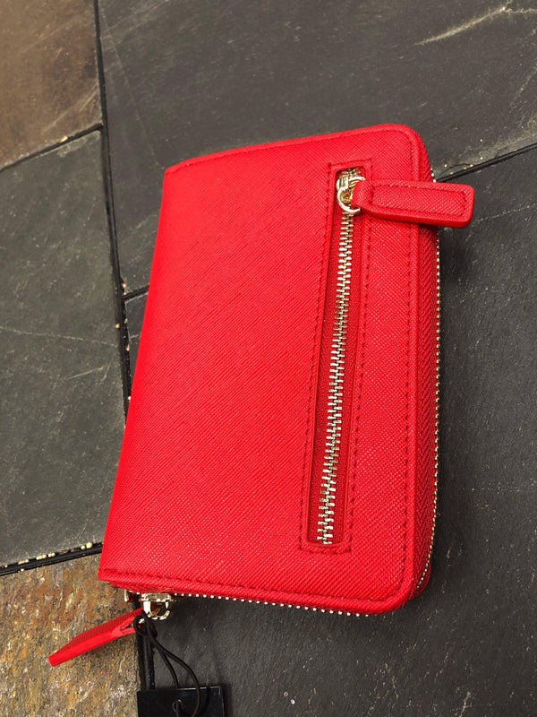 Red Faux Leather Zipper Wallet