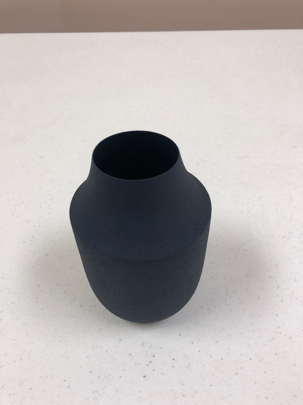 Navy Blue Metal Matte Vase - Small