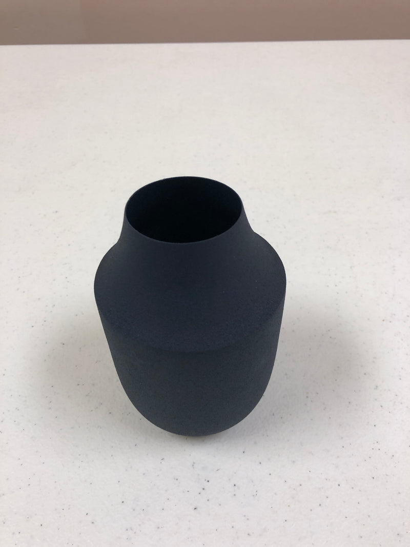 Navy Blue Metal Matte Vase - Small
