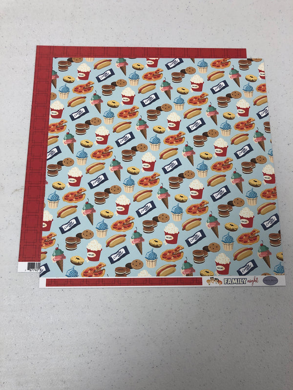 Snack Time - Family Night - 12 x 12 Scrapbook Paper