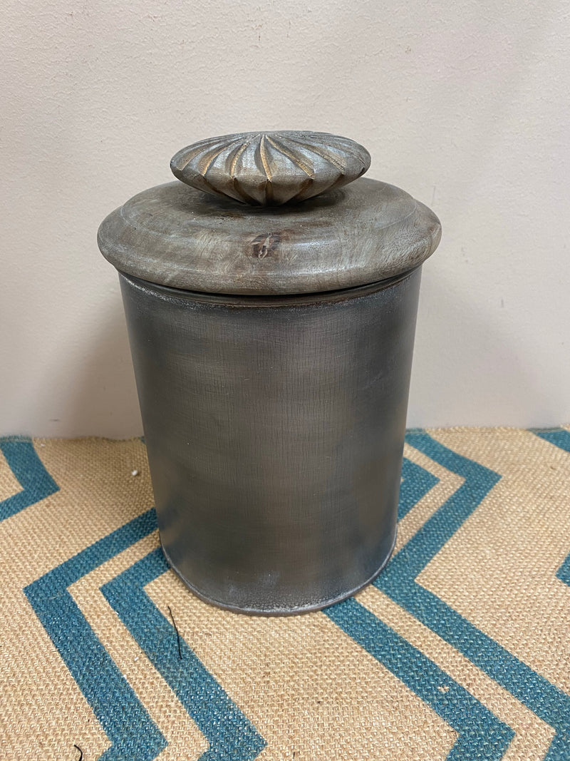 Metal Canister with Wooden Top - Medium