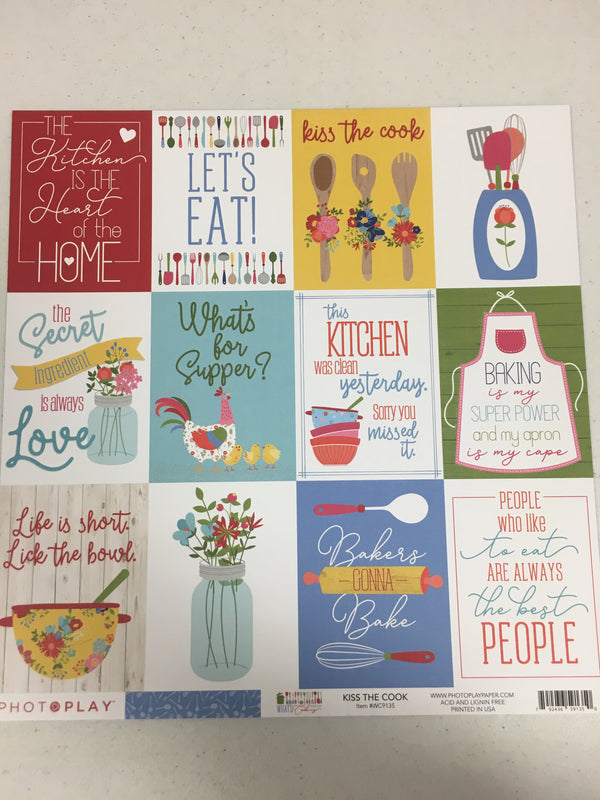Kiss The Cook - Whats Cooking - 12 x 12 Scrapbook Paper