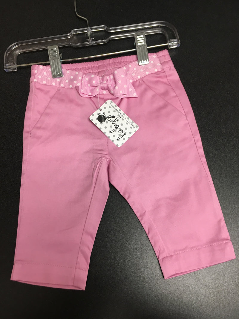 6-12month pink capri pant with polks dot belt