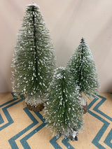 Snowy Long Needle Pine Trees on Wood - Small