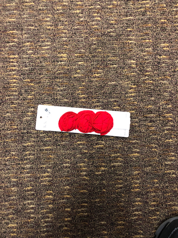 White & Red Stretchy Headband with Flowers