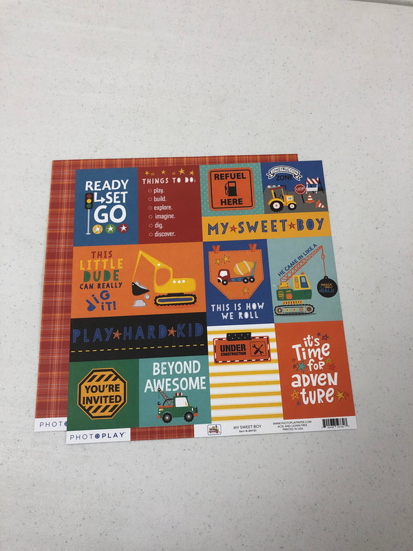 My Sweet Boy - Little Builder - 12 x 12 Scrapbook Paper