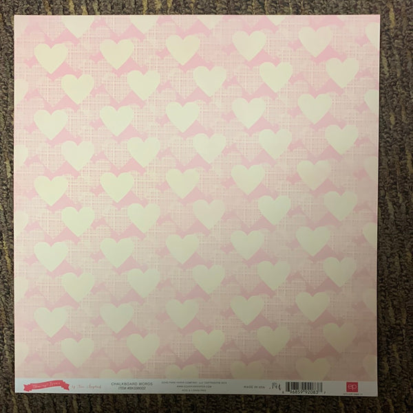 Chalkboard Words 12 x12 Paper - Blowing Kisses