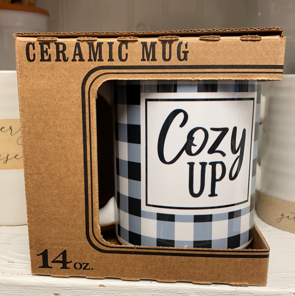 Cozy Up Coffee Mug with Buffalo Check - 14oz