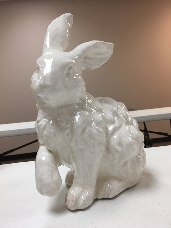 White Glazed Terracotta Bunnies - Large