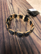 Black and Gold Leather Chain Bracelets