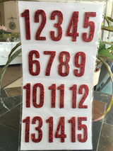 red number glitter stickers - jen - thickers