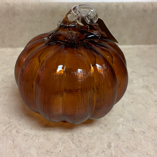 Cross Hatch Glass Small Pumpkin