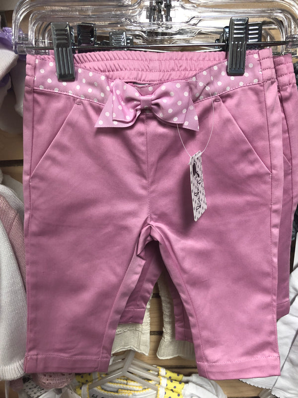 12-18 month pink capri pant with polks dot belt