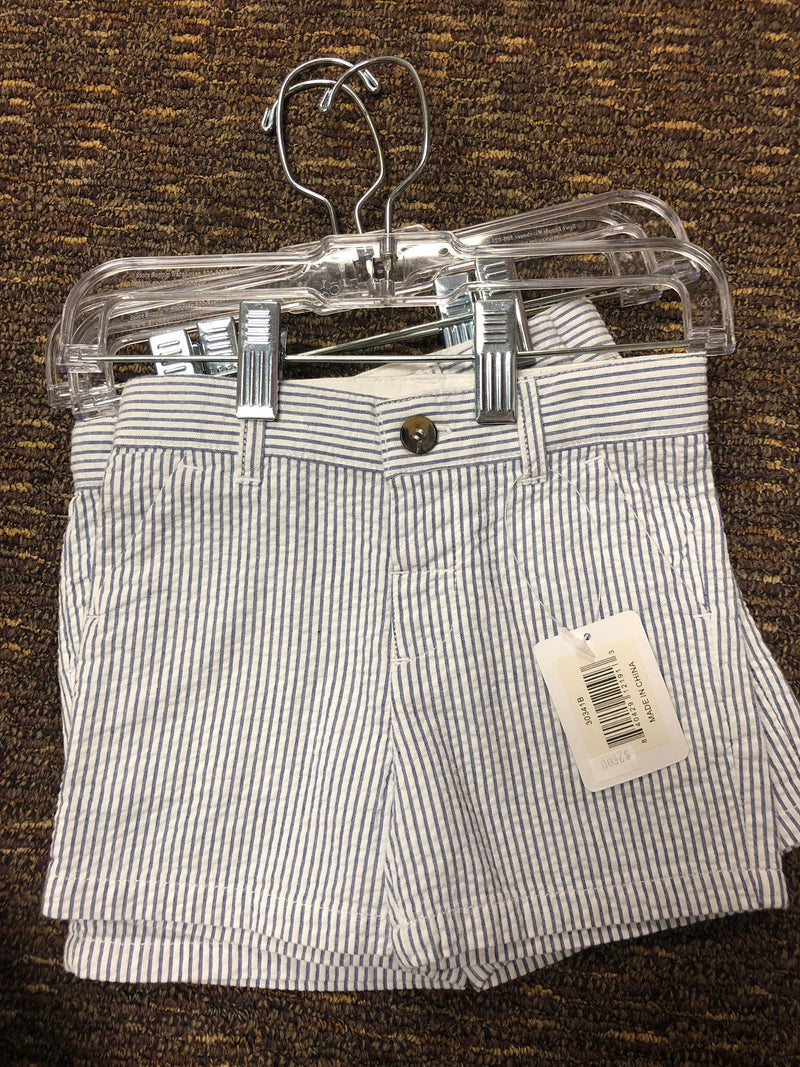 Baby Boy Blue Stripe Seersucker Shorts with Adjustable Waist