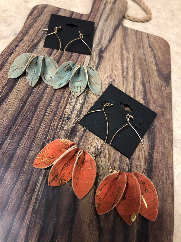 Cork Petal Earrings - Assorted Colors