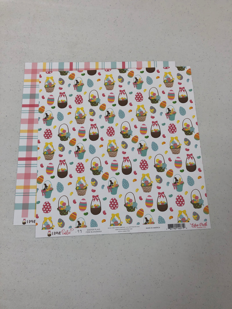 Easter Plaid - I Love Easter - 12 x 12 Paper