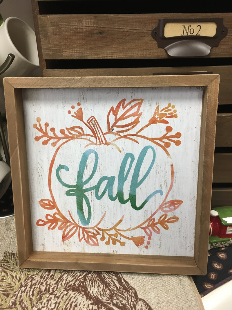 Fall Wooden Pumpkin Sign with Blue Lettering