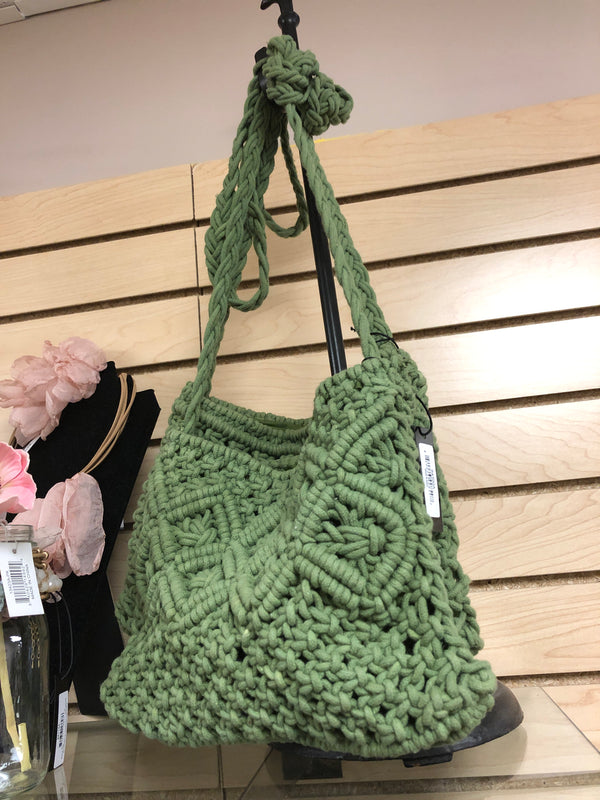 Green Macrame Cross Body