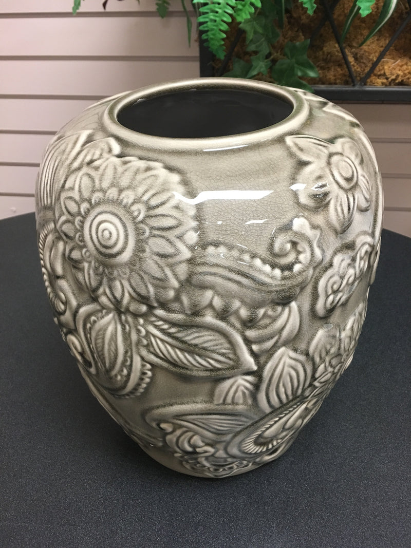 Grey Ceramic Art Deco Vases - 12 inches