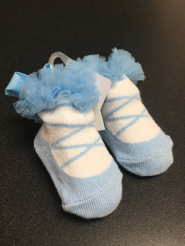 0-12 month light blue ballet socks