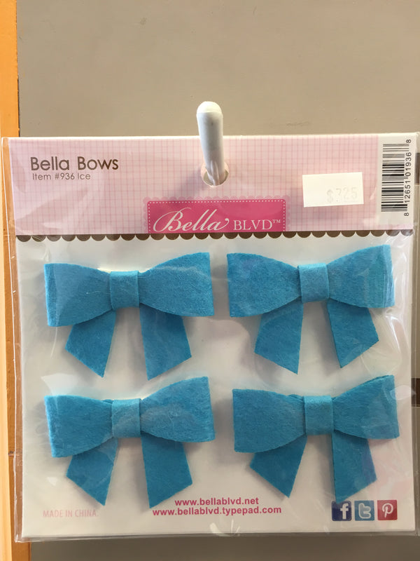 Bella Felt Bows - Ice Blue - Self Adhesive