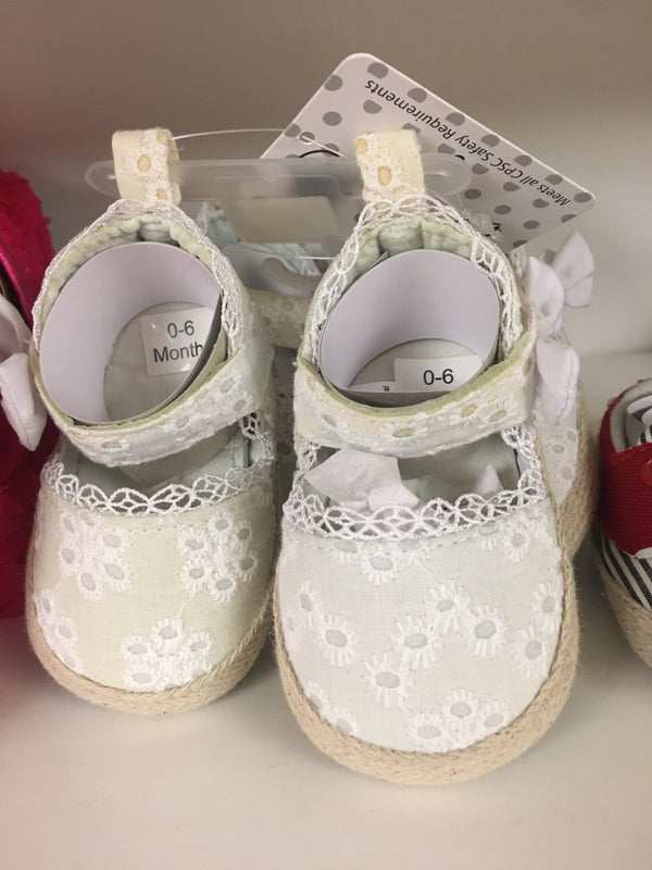 White Flower Girl Shoes 6 - 12 month