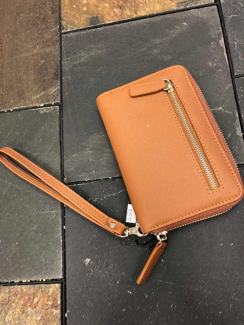 Brown Faux Leather Zipper Wallet