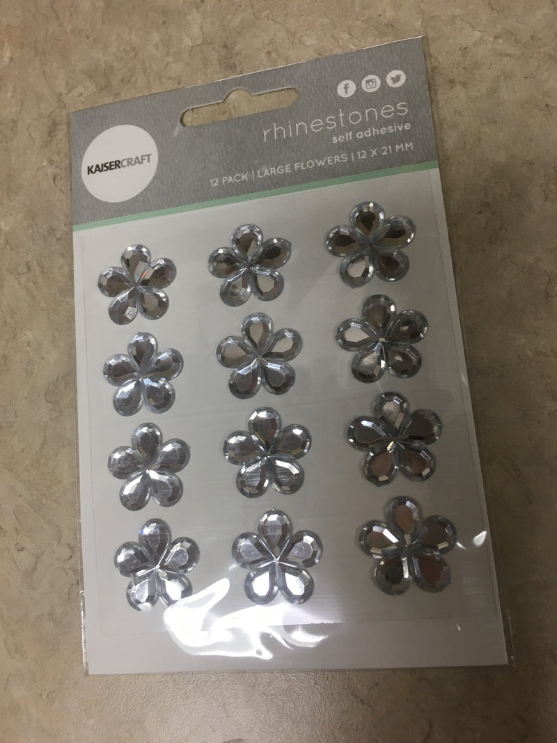Rhinestones -Silver Flowers - self adhesive