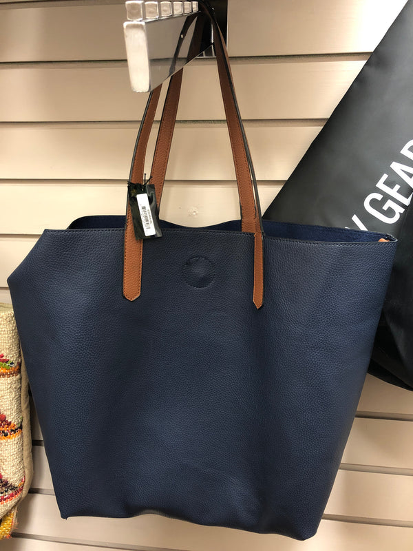 Blue/Brown Trim 3 piece Tote bag