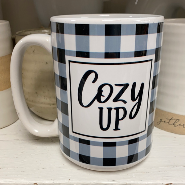 Cozy Up Coffee Mug with Buffalo Check - 14oz