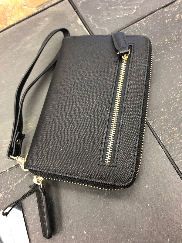 BlackFaux Leather Zipper Wallet