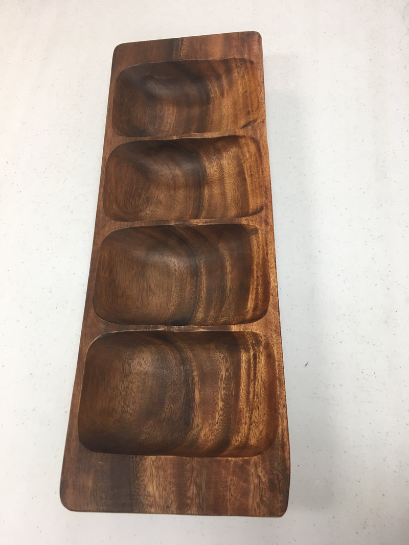 Wood Serving Tray with 4 Compartments