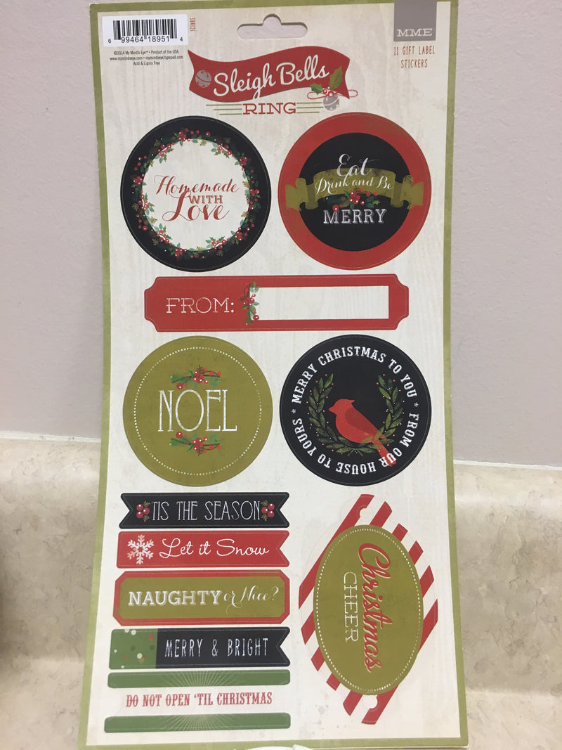 Sleigh Bells Ring Gift Label Stickers