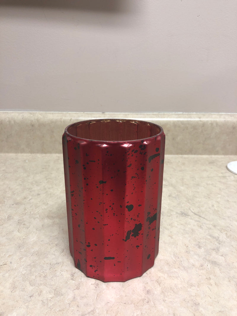 Red Mercury Glass Fluted Containers - Small