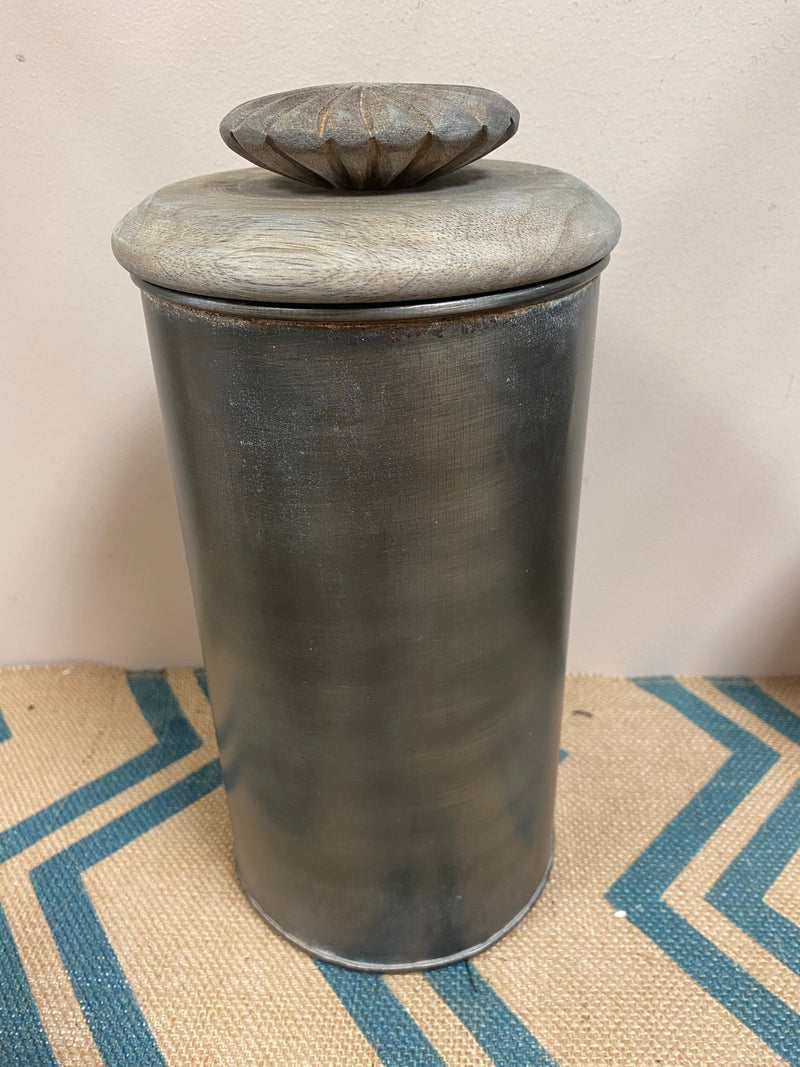 Metal Canister with Wooden Top - Large