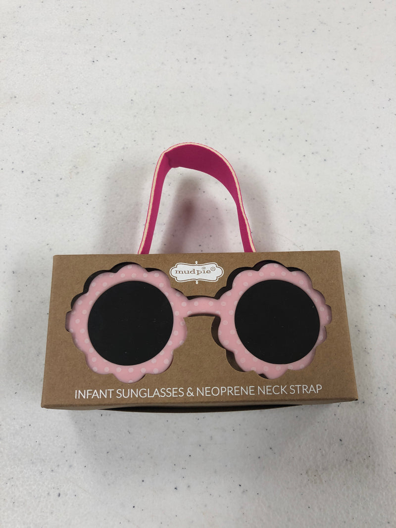Pink Flower Infant Sunglasses & Neoprene Neck Strap - 0 - 2 year