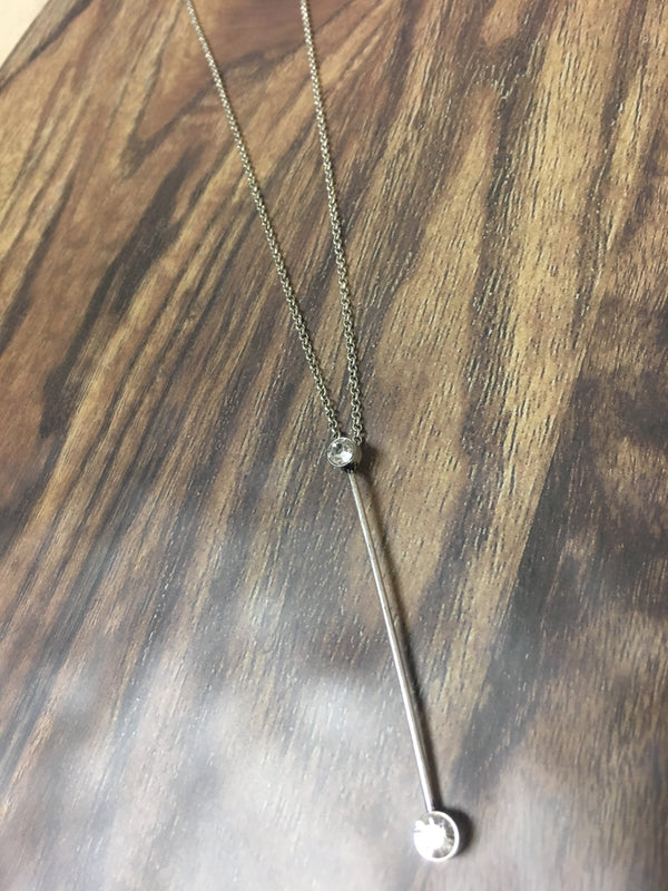 worn silver bar drop necklace