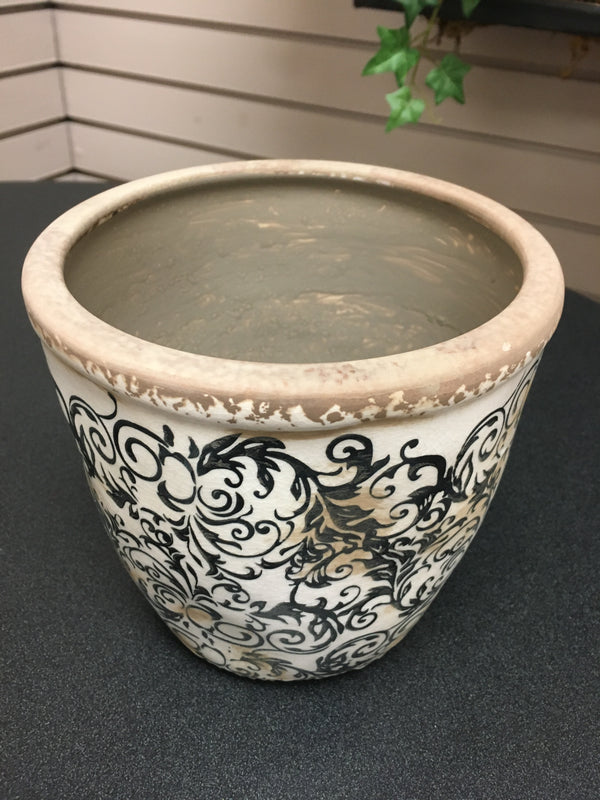 Black and White Vintage Vine Pot - Large