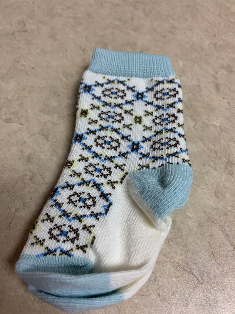 Cream/Light Blue Baby Stripe Sock