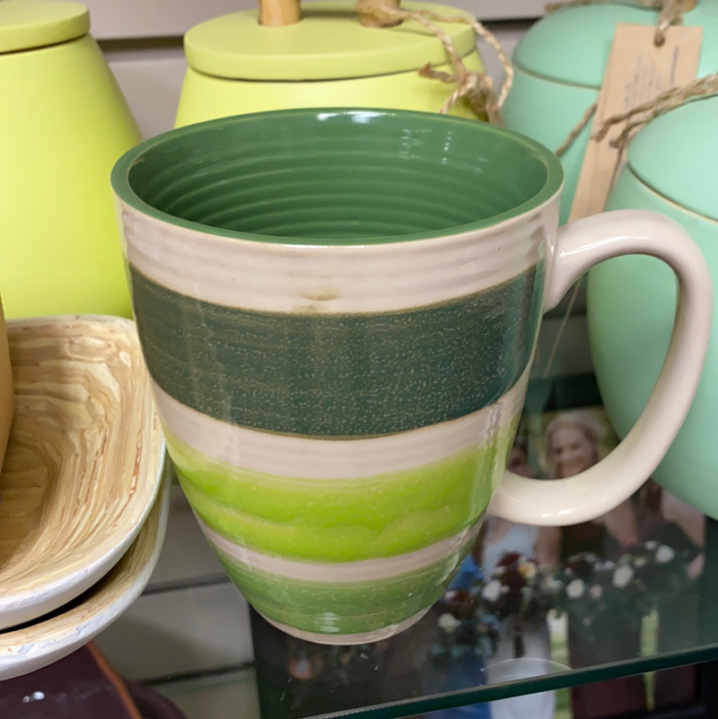Watercolor Striped Mug Green
