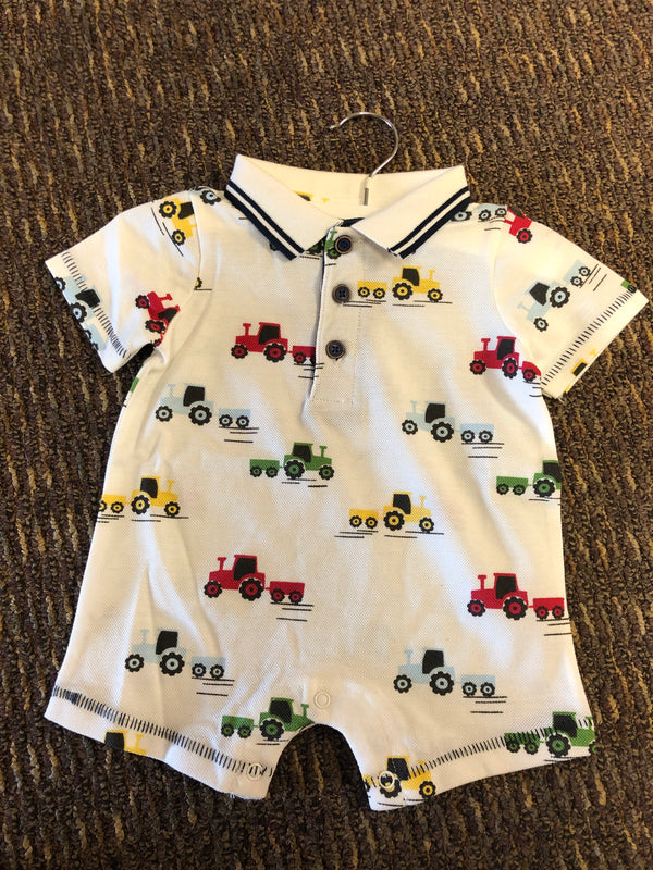 Pique Tractor Collar Romper