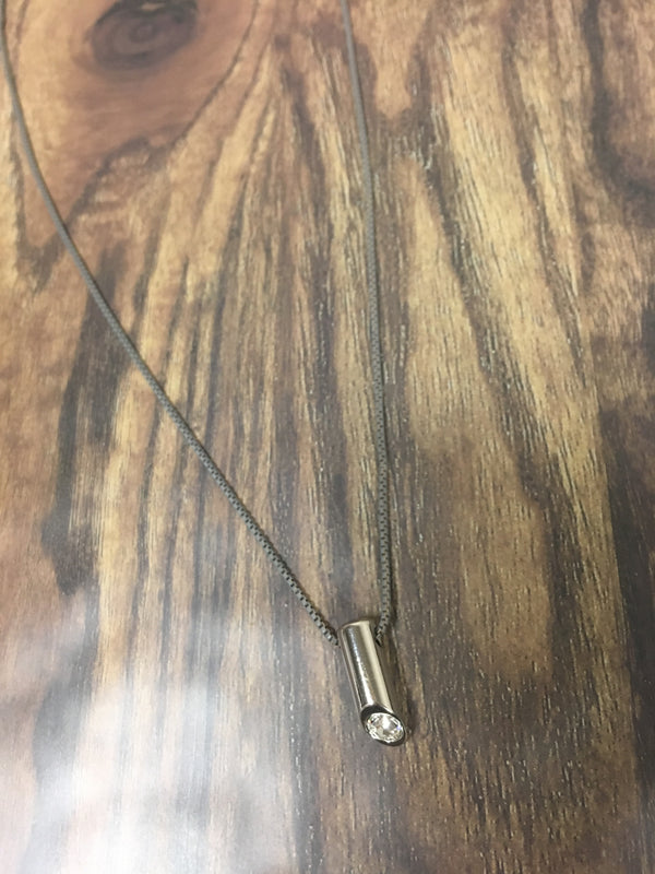 silver pendant with crystal accent necklace