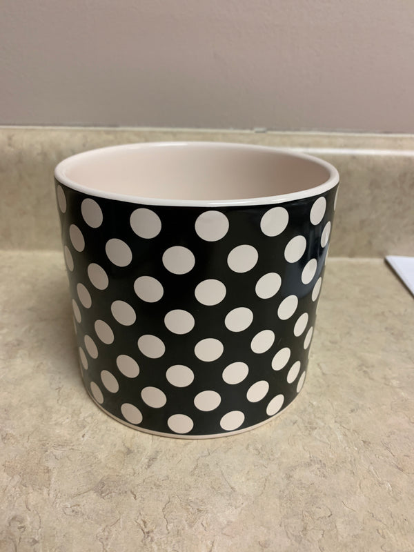 Black Ceramic Pot with Polka Dots - 4 Inch