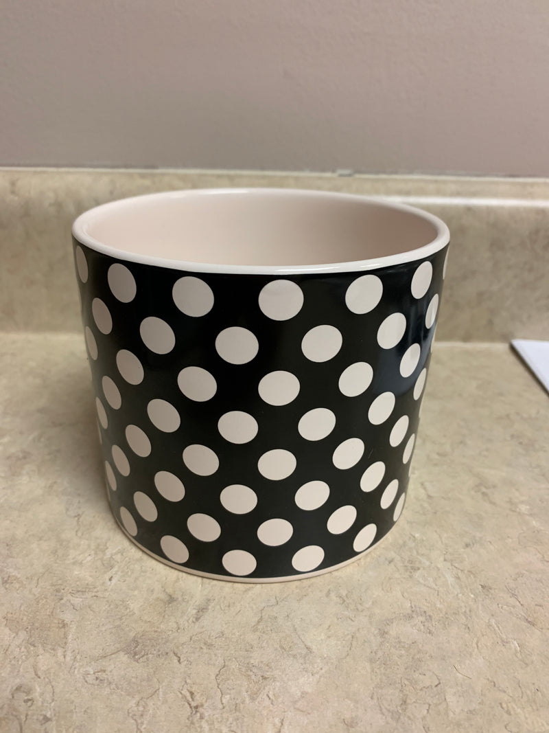 Black Ceramic Pot with Polka Dots - 4 Inch
