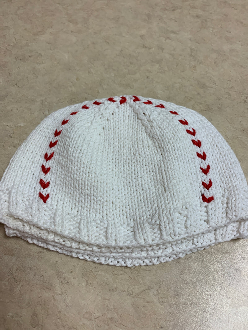 White Baseball Cotton Knit Hat - one size fits most