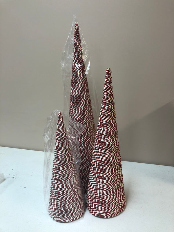 Red and White Spun Cones Tree Set