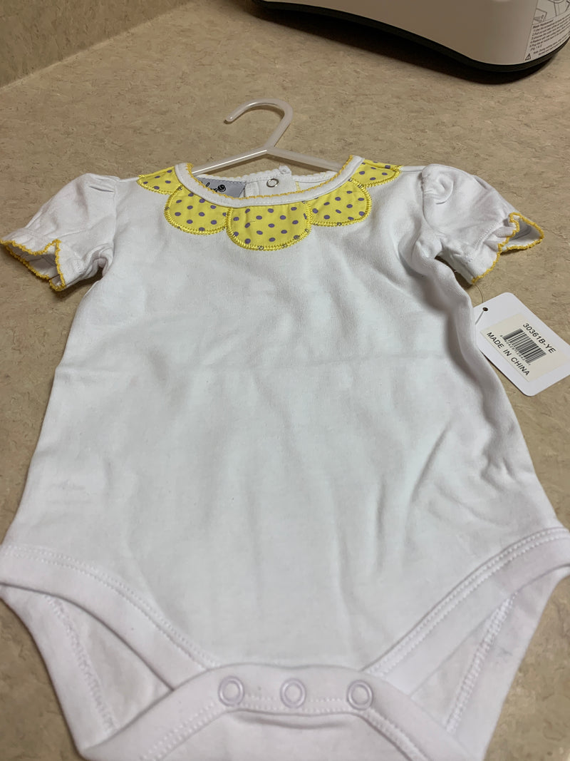 Yellow Applique with Purple Polka Short Sleeve One Piece - 6 - 12 Month