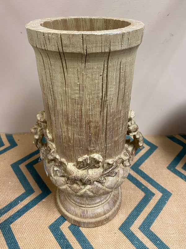 Tan Resin Double Handle Acorn Container - Large