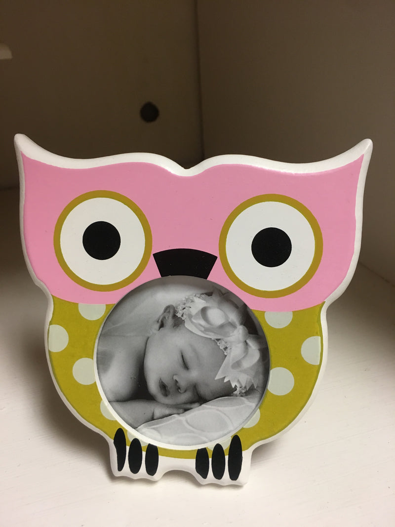 Pink Owl 2x2 Round Picture Frame